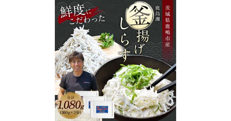 【ふるさと納税】鹿島灘 釜揚げしらす(3箱) 360g×3箱 合計1080g 新鮮 しらす 塩分控えめ おかず 冷凍 茨城県鹿嶋市産 送料無料（KB-2）