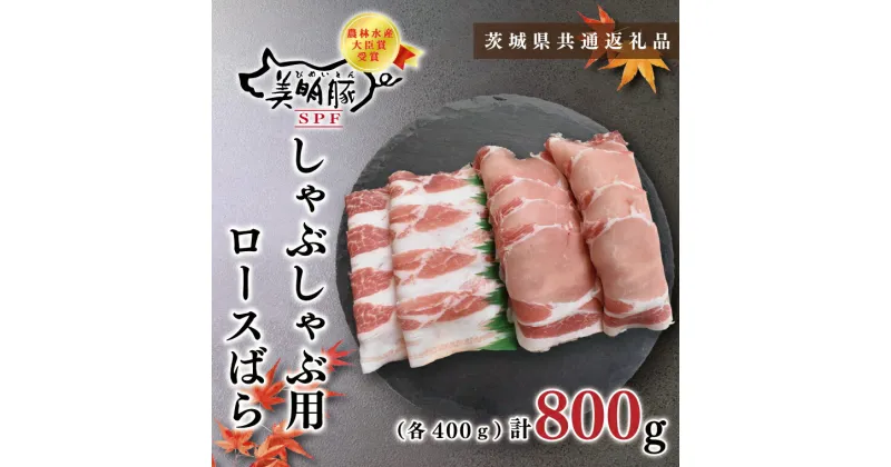 【ふるさと納税】【茨城県共通返礼品】【美明豚】しゃぶしゃぶ用800g（ロース400g・ばら400g）(KCK-17)