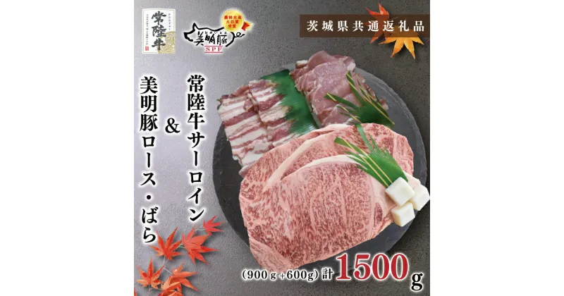 【ふるさと納税】【茨城県共通返礼品】【常陸牛A5ランク・美明豚ステーキ焼肉セット】常陸牛サーロイン900g（300g×3枚）＋美明豚600g（ロース300g・ばら300g）（KCK-36）