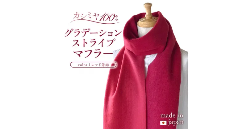 【ふるさと納税】カシミヤ100% グラデーションストライプ マフラー レッド朱赤 RF406 日本製 長さ190cm 幅25cm ストライプ柄 ファッション小物 おしゃれ カシミア 送料無料