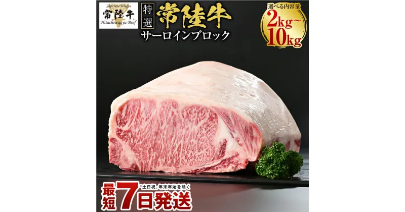 【ふるさと納税】【特選】常陸牛(ひたちぎゅう)A5等級 サーロインブロック 選べる容量 2kg～10kg （茨城県共通返礼品 茨城県産） 国産 ブランド牛 肉 お肉 牛肉 サーロイン ブロック ステーキ 選べる 冷蔵 茨城県 守谷市 送料無料