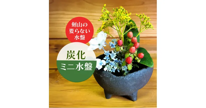 【ふるさと納税】炭化ミニ水盤 生け花 華道 コンパクト オシャレ 茨城県 花器 水盤 陶器 和風 浅型 平鉢 盆栽鉢 山野草鉢 陶器鉢 フラワーベース 盆栽 苔 観葉植物 活花 生花 和モダン ハイドロカルチャー 送料無料