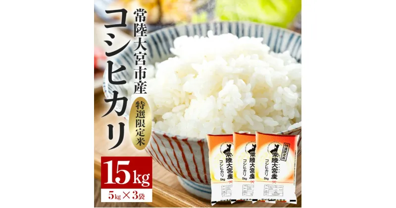 【ふるさと納税】常陸大宮産 コシヒカリ 15kg(5kg×3) 特選限定米 白米 精米 おこめ 訳アリ ご飯 国産米 お米ギフト ブランド米 贈答用 人気のお米 美味しいお米