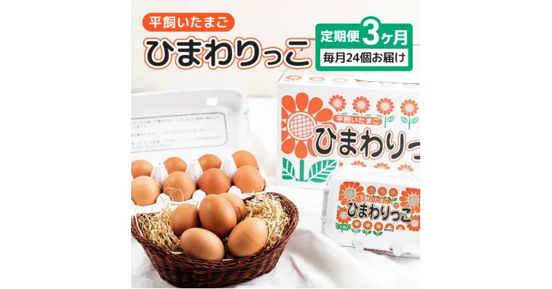 【ふるさと納税】平飼いたまご ひまわりっこ 3か月定期便 6個入り×4パック 計24個 1箱×3回 卵 鶏卵 高品質 贈答 お歳暮 那珂市 国産 高級 安心 平飼い たまご 玉子 無選別 コク旨 濃厚 黄身 白身 地鶏 たまごかけごはんにぴったり 送料無料