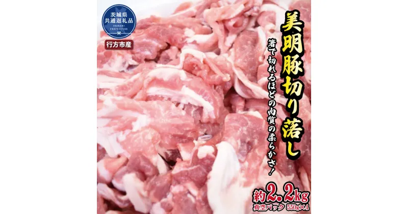 【ふるさと納税】美明豚 切り落とし 2.2kg 1パック550g×4パック 真空パック 茨城県共通返礼品 行方市産 びめいとん ビメイトン ブランド豚 銘柄豚 豚 豚肉 肉 茨城県産 国産 冷凍 美明豚 茨城 焼肉 BBQ 送料無料