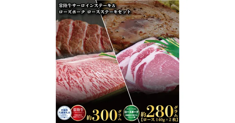 【ふるさと納税】ステーキセット 常陸牛300g・ローズポーク280g 銘柄牛 きめ細い 柔らかい 豊かな風味 黒毛和牛 A4ランク A5ランク ブランド牛 ブランド豚 銘柄豚 茨城 国産 黒毛和牛 霜降り 牛肉 冷凍 お中元 贈り物 お祝い 焼肉 茨城県共通返礼品 送料無料