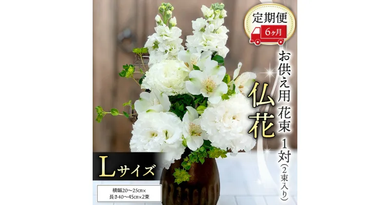 【ふるさと納税】 【 定期便 6ヶ月 】《 仏花 》 お供え用 花束 Lサイズ 1対（2束入り） 花 生花 月命日 墓前 お墓参り