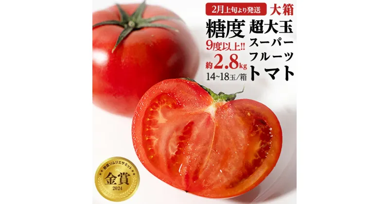 【ふるさと納税】糖度9度以上 トマト 【 2025年収穫分 先行予約 】 超大玉 スーパーフルーツトマト 大箱 約2.8kg × 1箱 （14～18玉/1箱） 糖度9度以上 フルーツトマト トマト 2025年2月上旬発送開始 数量限定 とまと 野菜