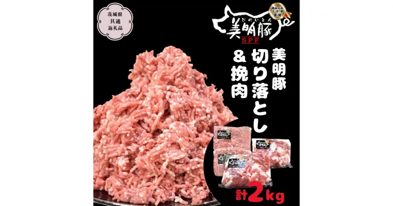 【ふるさと納税】美明豚 切り落とし 1kg & 挽肉 1kg　計 2kg【茨城県共通返礼品 行方市】 豚肉 国産 銘柄 お手頃 グルメ 茨城県 料理