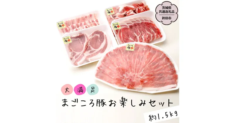 【ふるさと納税】大満足！まごころ豚 お楽しみ セット 約1.5kg（茨城県共通返礼品 鉾田市） ブランド豚 銘柄豚 豚肉 モモしゃぶしゃぶ 肩ロース バラ ロース こま切れ 焼肉 しょうが焼 仲田精肉店