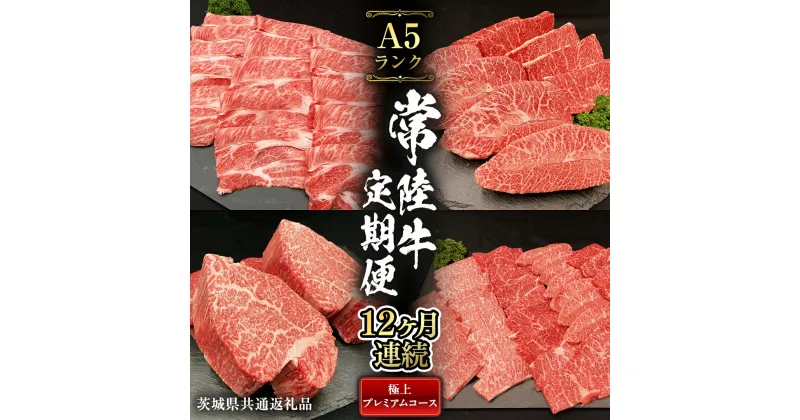 【ふるさと納税】【 定期便 12ヶ月 連続 】 常陸牛 最高級 A5 ランク のみ 極上 プレミアム コース 茨城県共通返礼品 黒毛和牛 国産黒毛和牛 和牛 国産 牛肉 牛 お肉 肉 ひたち牛