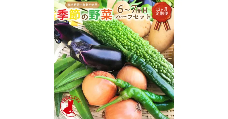 【ふるさと納税】【12ヵ月定期便】 【茨城県共通返礼品】季節の野菜ハーフセット 6～7品 野菜 旬 自然栽培 栽培期間中農薬不使用 詰め合わせ 茨城県 神栖市 送料無料