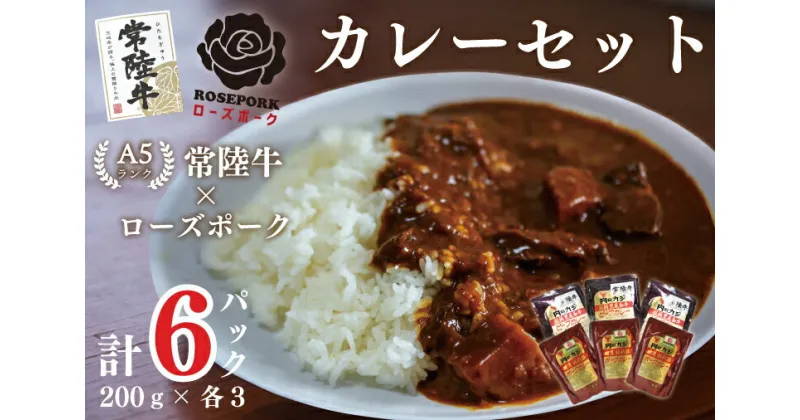 【ふるさと納税】【常陸牛A5ランク】カレー3袋＋【ローズポーク】カレー3袋｜DT-50