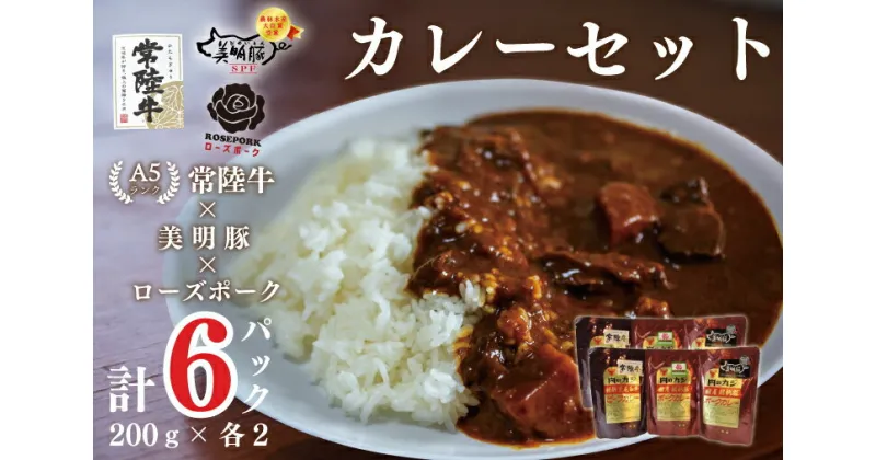 【ふるさと納税】【常陸牛A5ランク】カレー2袋＋【美明豚】カレー2袋＋【ローズポーク】カレー2袋｜DT-52