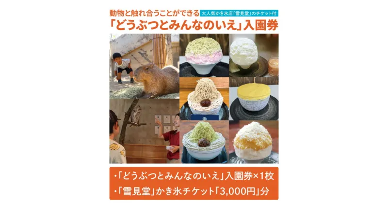 【ふるさと納税】7/31グランドオープン！動物と触れ合うことができる「どうぶつとみんなのいえ」入園と 日光の天然氷を使った大人気かき氷店「雪見堂」で口の中でふわっと溶ける本物のかき氷をお楽しみください！(FJ-13)