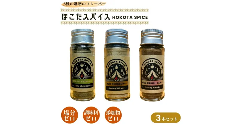 【ふるさと納税】ほこたスパイス 3種セット（ スパイス工場の香り / しびれるジンジャー / 異国の香り あじ変 ） スパイスミックス ミックススパイス 塩分ゼロ 調味料ゼロ 添加物ゼロ の 健康志向 にうれしい アウトドアスパイス