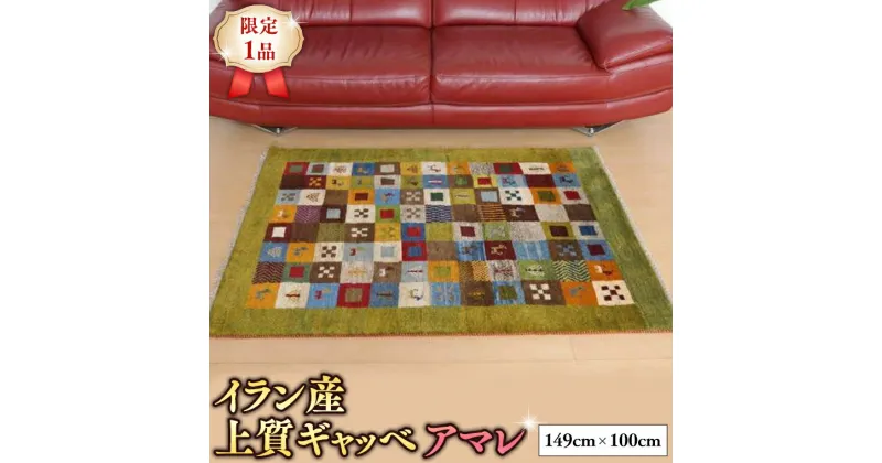 【ふるさと納税】【限定1品】イラン産 上質ギャッベ／アマレ 手織り 149×100cm アクセントラグ 天然ウール100% 草木染 安心の天然素材 絨毯 カーペット ラグマット（BM-10519） ギャッベ ギャベ イラン 手織り 草木染 ウール100％ 天然素材 エリアラグ エントランスマット