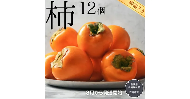 【ふるさと納税】【 桐箱入り 】 柿 12個 【令和6年8月から発送開始】（県内共通返礼品：石岡市産） フルーツ 果物 季節 秋 ギフト 桐箱 プレゼント 贈答