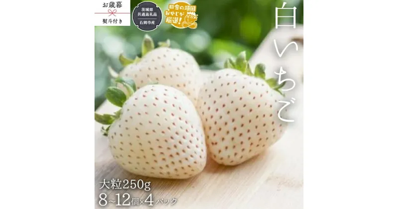 【ふるさと納税】【 お歳暮 熨斗付 】白いちご大粒 250g（8～12粒）×4パック【令和6年12月から発送開始】（県内共通返礼品：石岡市産） いちご 苺 イチゴ 白いちご