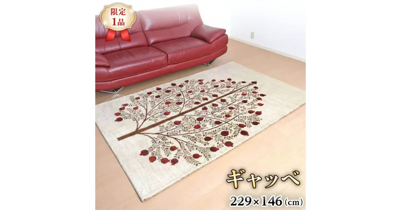 【ふるさと納税】 【限定1品】ギャッベルリバフ 229×146cm 手織り 最高級 天然 ウール100% 草木染 リビングサイズ おしゃれ かわいい モダン ナチュラル 北欧 ラグ (HL-73242） 絨毯 マット ラグマット カーペット ギャベ 床暖房対応 ホットカーペット対応