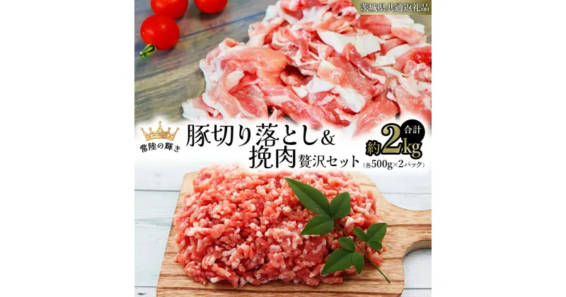 【ふるさと納税】【 常陸の輝き 】 豚 切り落とし＆挽肉 贅沢セット 各500g×2パック （合計約2kg） (茨城県共通返礼品) 国産 国内産 豚肉 ポーク ミンチ ひき肉 挽き肉 ハンバーグ ミートソース ミートボール 豚こま 小間切れ カレー 焼きそば 炒め物 贈り物 ギフト