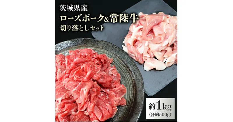 【ふるさと納税】ローズポーク＆常陸牛切り落としセット 計1kg（茨城県共通返礼品）各500g 1キロ 冷凍 こま切れ 小間切れ 黒毛和牛 詰め合わせ 食べくらべ 食べ比べ 国産 豚肉 牛肉 3人前 4人前 ブランド豚 銘柄豚 ブランド牛 高級 お祝い 記念日 ギフト 贈答 29-G