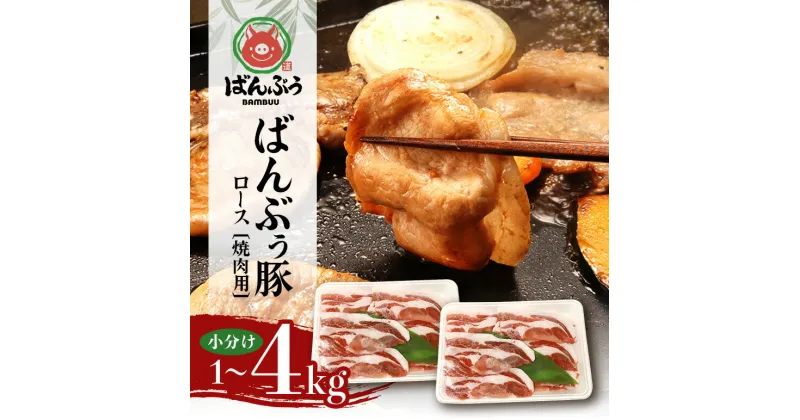 【ふるさと納税】ブランド豚「ばんぶぅ」小分け ロース焼肉用 1kg 2kg 4kg 冷凍便 1キロ 豚肉 豚ロース 豚ローススライス肉 焼き肉用 やき肉用 やきにく用 ヤキニク用 薄切り肉 うす切り肉 ぶた肉 ポーク ブタ肉 国産 茨城県産 ギフト プレゼント お祝い