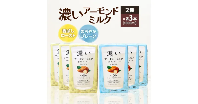 【ふるさと納税】濃いアーモンドミルク1000ml 2種×各3本（香ばしロースト・まろやかプレーン）飲料 飲み物 珈琲 焙煎 ヴィーガン 健康飲料 ダイエット 植物由来 オーガニック 47-AK