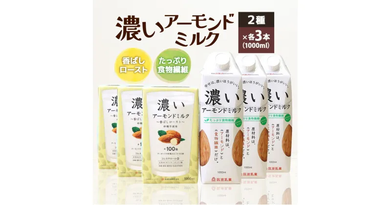 【ふるさと納税】濃いアーモンドミルク1000ml 2種×各3本（たっぷり食物繊維・香ばしロースト）飲料 飲み物 珈琲 焙煎 ヴィーガン 健康飲料 ダイエット 植物由来 オーガニック 47-AI