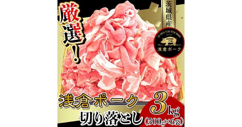 【ふるさと納税】豚肉 切り落とし 小分け 冷凍 真空 パック 国産 茨城県産 245厳選！茨城県産浅倉ポーク切り落とし3kg（500g×6袋・真空パック）