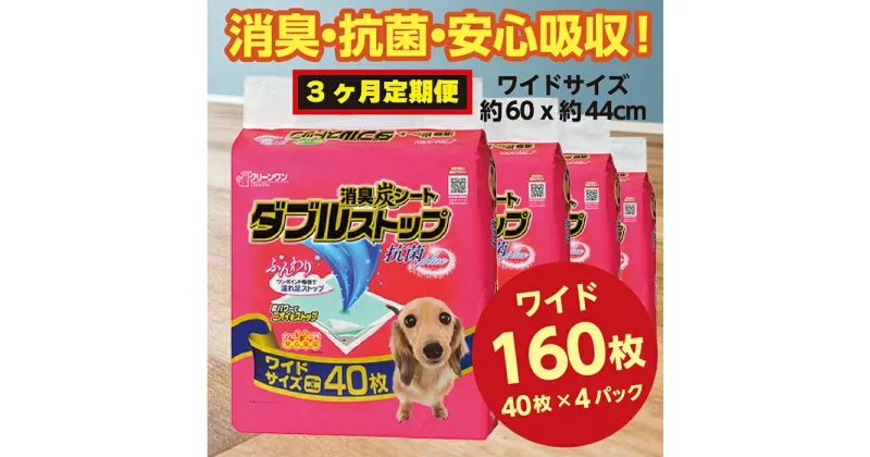 【ふるさと納税】295【3ヶ月連続お届け】定期便 3回 消臭シート ダブルストップ ワイド 40枚×4袋 クリーンワン ペットシーツ 犬用 消臭 抗菌 炭シート ペットシート