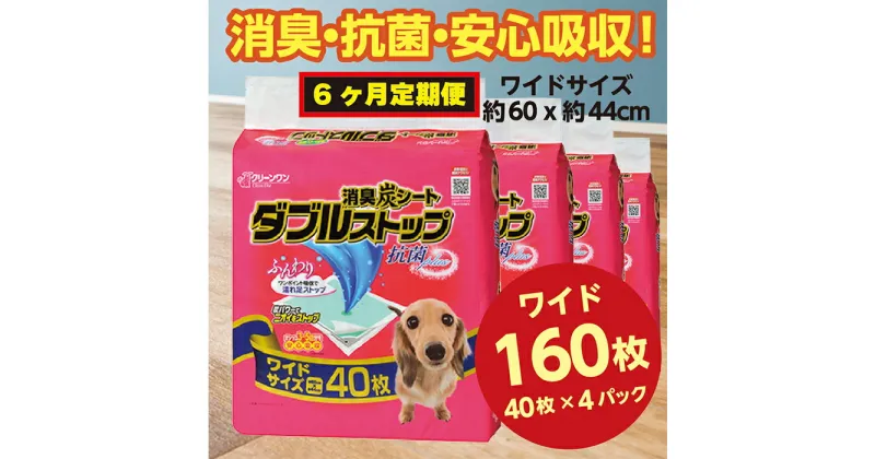 【ふるさと納税】304【6ヶ月連続お届け】定期便 6回 消臭シート ダブルストップ ワイド 40枚×4袋 クリーンワン ペットシーツ 犬用 消臭 抗菌 炭シート ペットシート