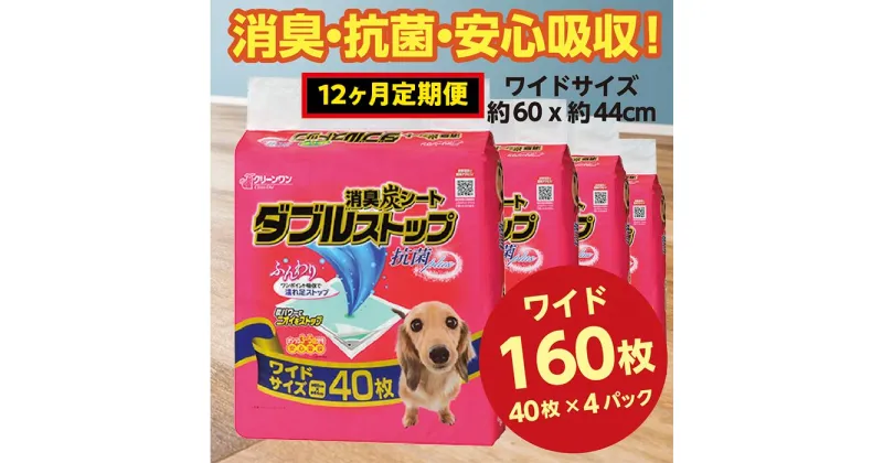 【ふるさと納税】445【12ヶ月連続お届け】定期便 12回 消臭シート ダブルストップ ワイド 40枚×4袋 クリーンワン ペットシーツ 犬用 消臭 抗菌 炭シート ペットシート