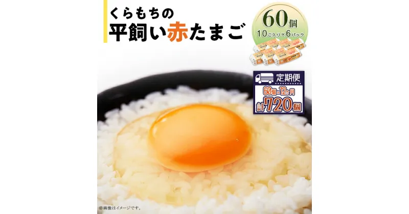 【ふるさと納税】くらもちの農場から平飼いたまご 赤玉子 新鮮 赤玉 定期便 高級 平飼い 健康 飼育 国産 鶏 鳥 鶏卵 卵 たまご タマゴ お菓子 朝食 生卵 卵かけごはん 460 たまご 60個 6パック 定期便 12カ月 計720個 小分け 新鮮 赤 玉子 卵 タマゴ くらもちの農場 平飼い