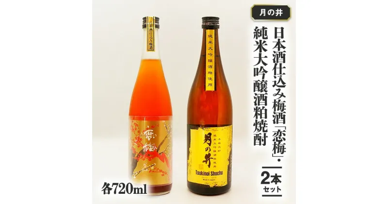 【ふるさと納税】日本酒 仕込 梅酒 恋梅720ml 純米大吟醸 酒粕 焼酎 720ml 2本 セット 酒粕焼酎 国産梅 月の井 大洗 地酒 茨城