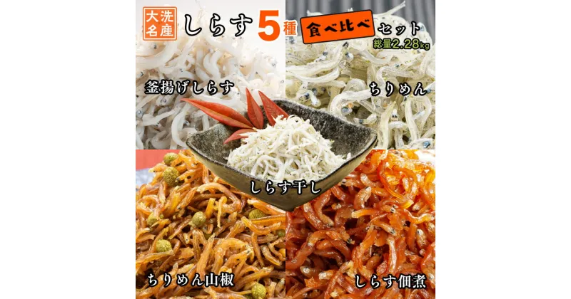 【ふるさと納税】しらす 5品 食べ比べ セット (釜揚げしらす しらす干し ちりめん ちりめん山椒 しらす佃煮) 天然 大洗 シラス 茨城県 離乳食 しらす干し 白洲 ごはん 丼 惣菜 おかず 弁当 国産 大洗町産 冷凍 名産 特産 魚介 海鮮