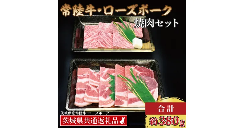 【ふるさと納税】【常陸牛・ローズポーク焼肉セット(2~3人前)】 常陸牛 カルビ 約180g ローズポーク 約200g (ロース100g ばら100g) （茨城県共通返礼品・茨城県産）ブランド牛 茨城 国産 黒毛和牛 霜降り 牛肉 ブランド豚 豚肉 冷凍 焼肉