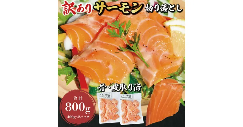 【ふるさと納税】訳あり サーモン 切り落とし 800g (400g×2袋） ＜ 数量限定 ＞＜ 生食OK ＞ ＜ 工場直送 ＞ 不揃い 個包装 小分け サーモン刺身 刺身 スライスサーモン 切り落としサーモン 鮭 サケ シャケ 冷凍 魚介 海鮮