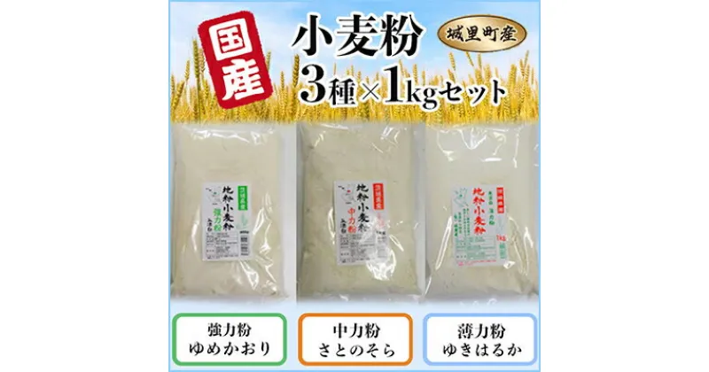 【ふるさと納税】小麦粉　3種×1kgセット【茨城県城里産】　【配送不可地域：離島】【1297793】