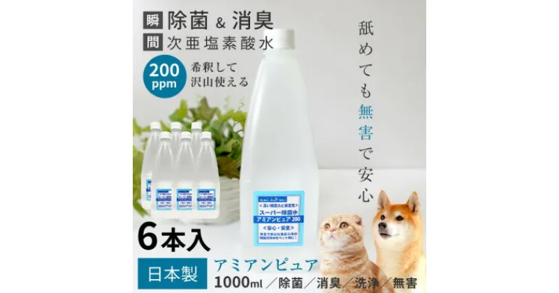 【ふるさと納税】スーパー除菌洗浄水[アミアンピュア200]1,000ml 6本セット(次亜塩素酸濃度200ppm)【1433933】