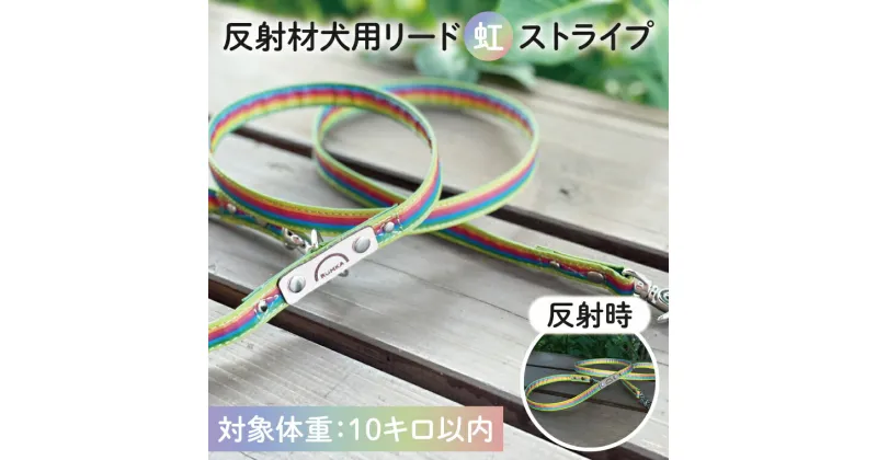 【ふるさと納税】40-03 オリジナル反射材 犬用リード（虹ストライプ）【10kg用】【散歩 愛犬 夜散歩 阿見町 茨城県】