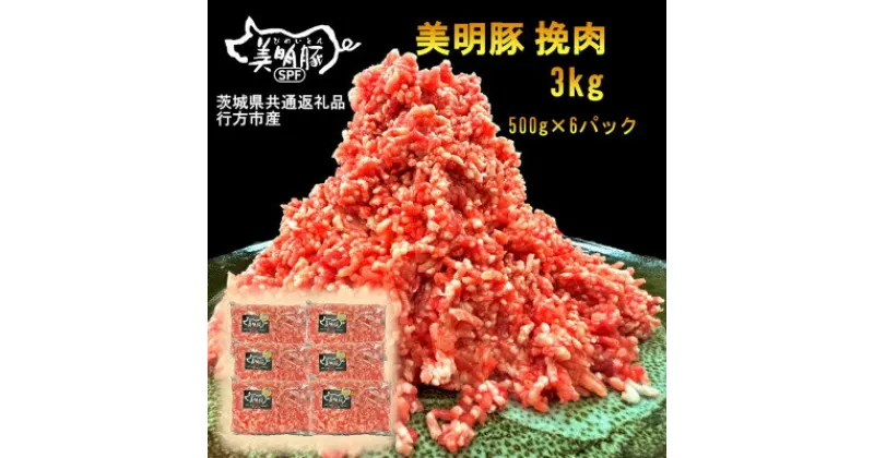 【ふるさと納税】【美明豚】挽肉(500g×6パック)(茨城県共通返礼品・行方市産)【配送不可地域：離島・沖縄県】【1447994】