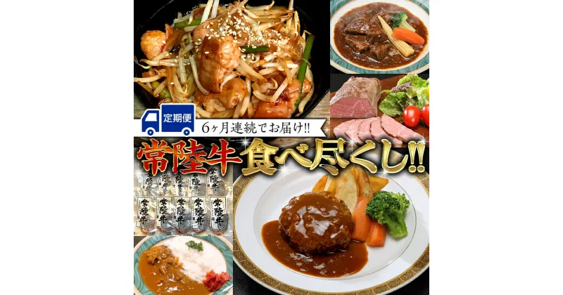 【ふるさと納税】【定期便】 【6回コース】 常陸牛 食べ尽くし 定期便 （6ヶ月連続でお届け） 牛肉 黒毛和牛 国産 贅沢 ビーフシチュー ハンバーグ ローストビーフ 牛もつ ホルモン カレー 簡単 お手軽