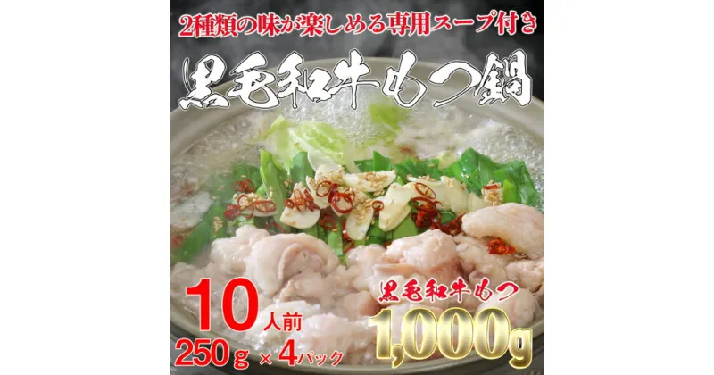 【ふるさと納税】黒毛和牛 もつ鍋 1000g セット！ 黒毛和牛もつ1000g（250g×4セット）｜醤油スープ 塩スープ 1kg