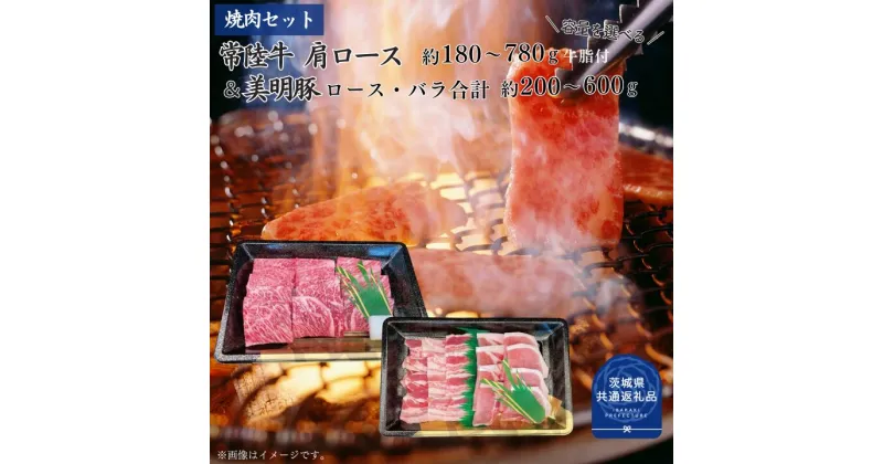 【ふるさと納税】焼肉セット 常陸牛 カルビ 美明豚 ロース ばら 選べる容量 牛肉 豚肉 牛 豚 （茨城県共通返礼品）