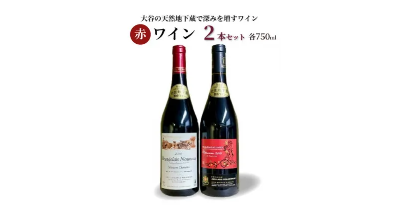 【ふるさと納税】大谷の天然地下蔵で深みを増すワイン 赤ワイン 2本セット【 赤ワイン お酒 飲み比べ セット ギフト 栃木県 宇都宮市 】※配送不可地域：離島