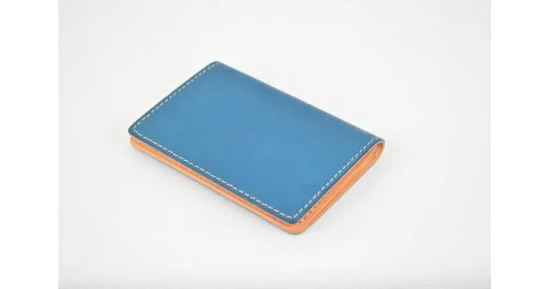 【ふるさと納税】【全7色】栃木レザーの名刺入れ 約30枚収納 ポケット3つ Card holder 01/ブルー/minca　412