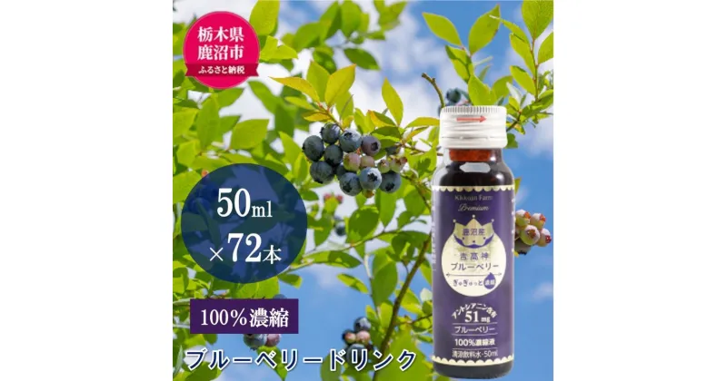 【ふるさと納税】無添加 砂糖不使用 のぎゅぎゅっと 100％ 濃縮 ブルーベリードリンク 50ml 72本入り 1箱 果汁飲料 野菜飲料 ブルーベリージュース