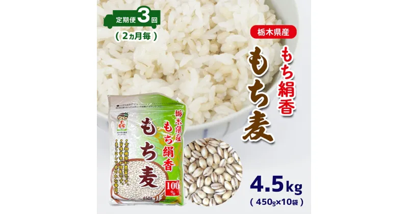 【ふるさと納税】 定期便3回 2ヵ月毎 栃木県産もち絹香 もち麦 (450g×10袋) 4.5kg | 栃木県 真岡市 送料無料 定期便 もち麦 ダイエット 食物繊維 ご飯 血糖値 糖質 健康 効果 栄養