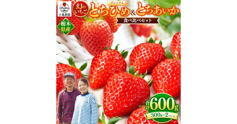 【ふるさと納税】幻 の いちご プレミアム とちひめ ・ とちあいか 食べ比べ 600g〈2024年1月中旬～3月中旬の発送〉｜希少 柔らかい 果肉 大粒 ジューシー 果汁 イチゴ 苺 各300g×2 特産品 栃木県 真岡市